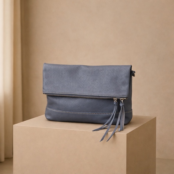 Roots Leather Fold-Over Bag Blue-Grey - Picture 16 of 16